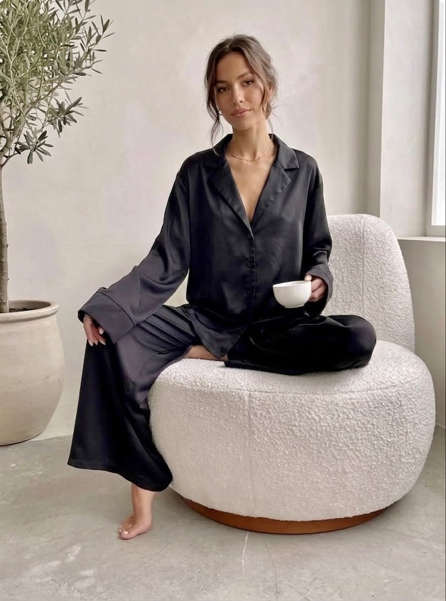 Long Sleeve Top and Wide Leg Pants Lounge Set