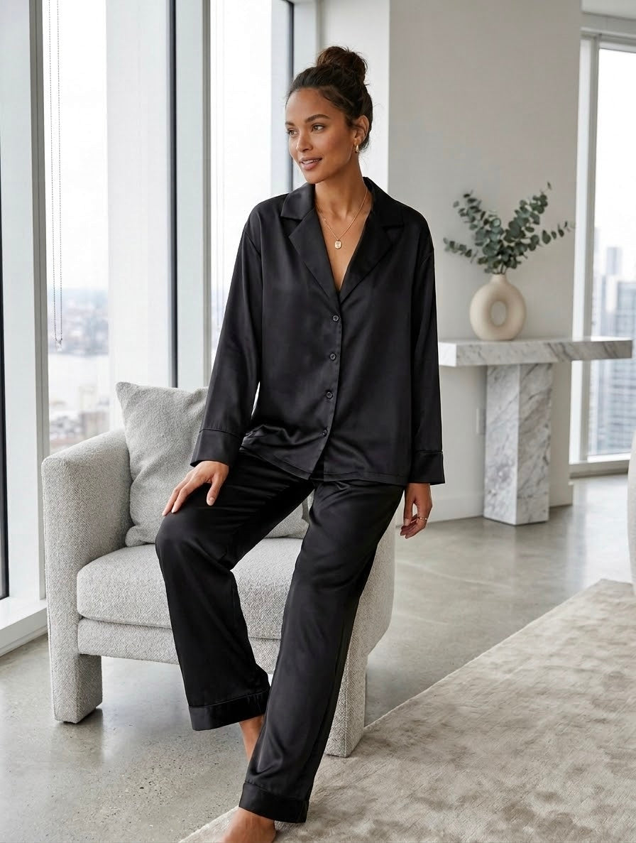 Long Sleeve Top and Wide Leg Pants Lounge Set